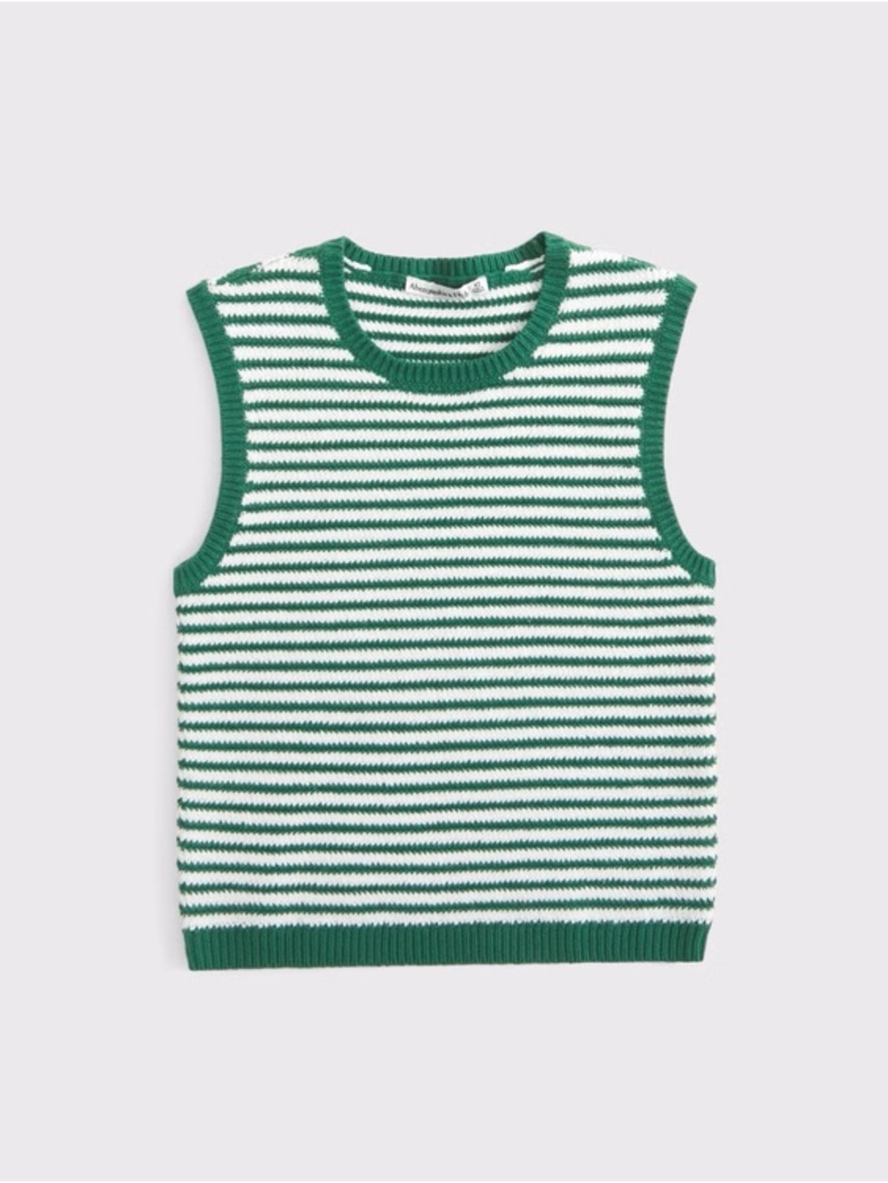 Abercrombie & Fitch Green and White Striped Sleeveless Knit Top